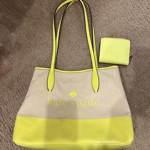 Yellow Kate Spade Tote and Wallet